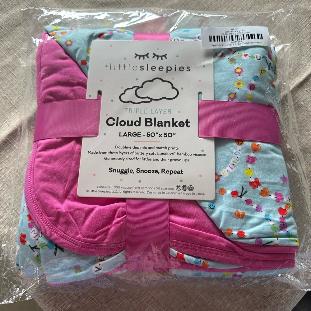 Little Sleepies Pink and Blue Cloud Blanket